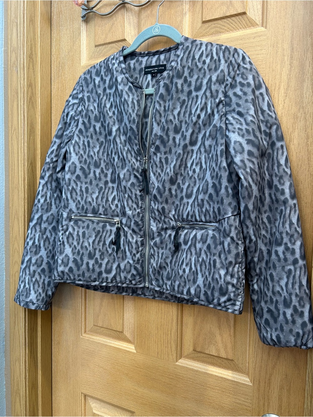 Generation Love Gray Leopard-Print Bomber Jacket